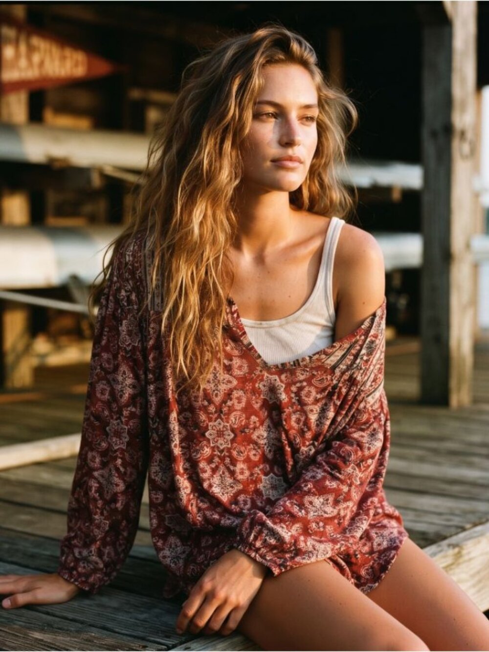 Lucky Brand Women M Bohemian Blouse Red Floral Viscose Rare Archival Statement